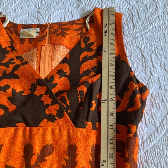 Vintage 70s Hawaiian dress BG’s fashions maxi bold orange floral print Small - Picture 9 of 16